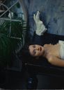 Woman Lying on Bench Posing 