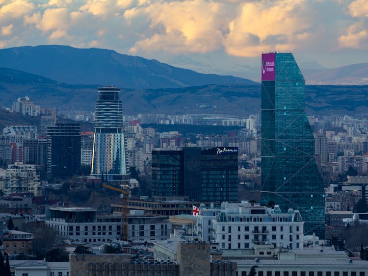 View Of A City At Dusk