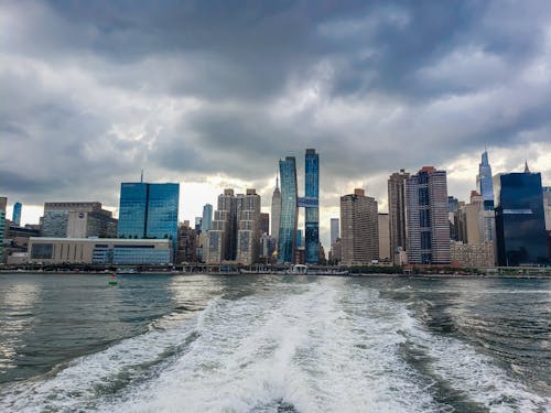 City Skyline Under Cloudy Sky