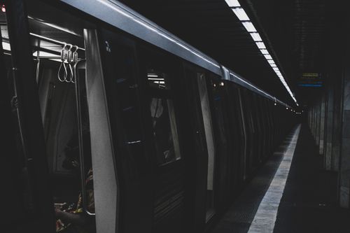 Free Dark and atmospheric subway train at an underground station, capturing urban life. Stock Photo