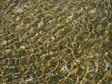 Close-up view of rippling water surface creating abstract patterns in sunlight.