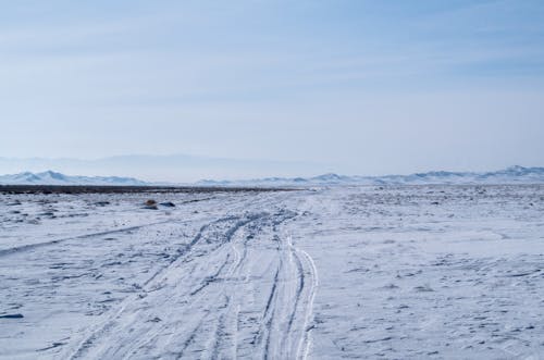 Snow Covered Field Under the Blue Sky