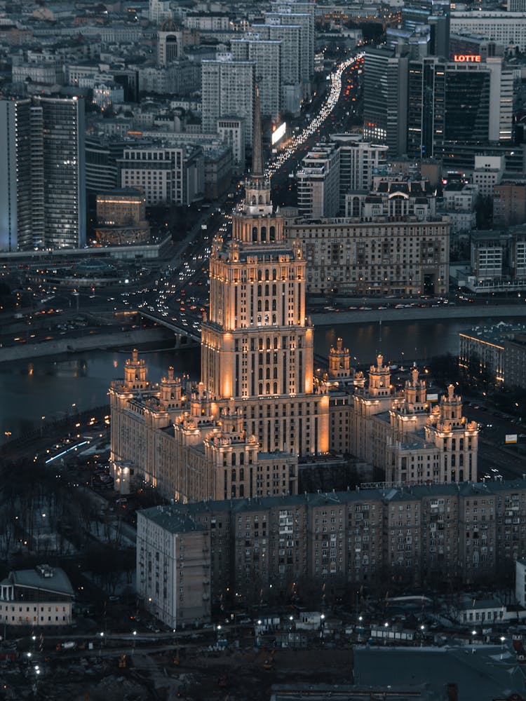 View On Lomonosov Institute In Moscow At Dusk