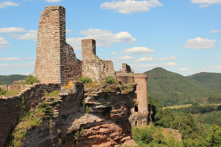 Ruins Of Castle And Forest On Hills