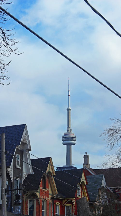 Foto stok gratis bangunan penuh warna, Kanada, langit biru