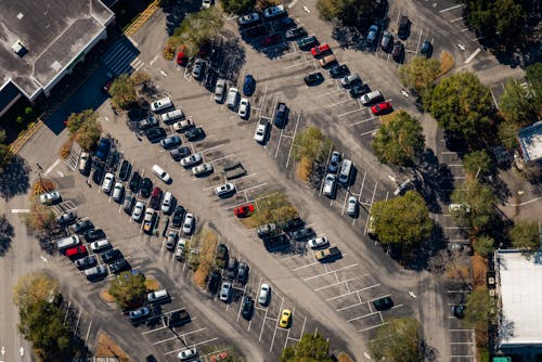 Drone Shot of a Parking Lot 