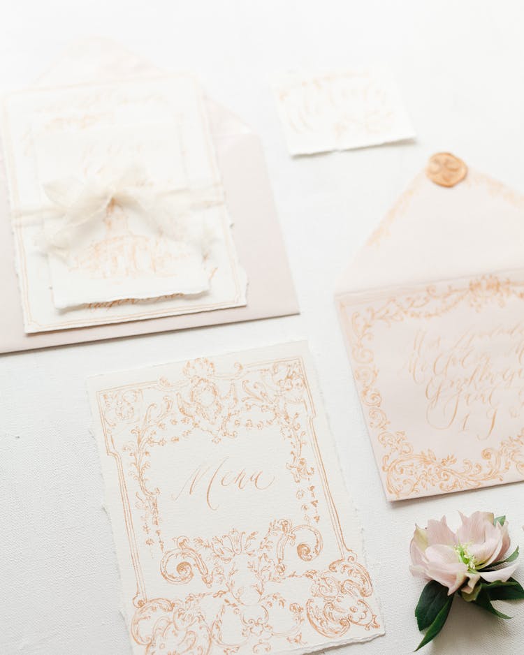 Drawings And Calligraphy On Desk