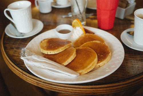 Free Pancakes on White Plate  Stock Photo