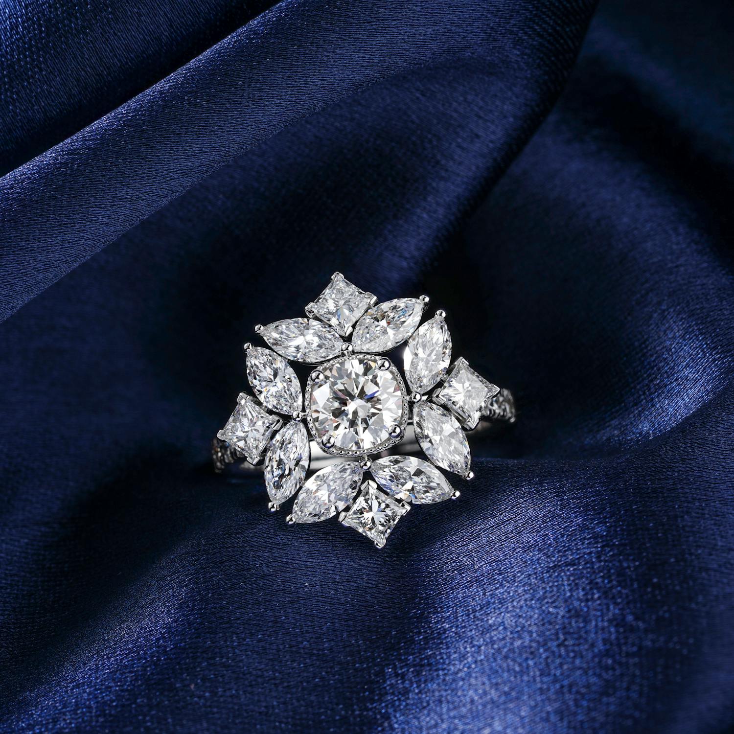Diamond Ring on Satin