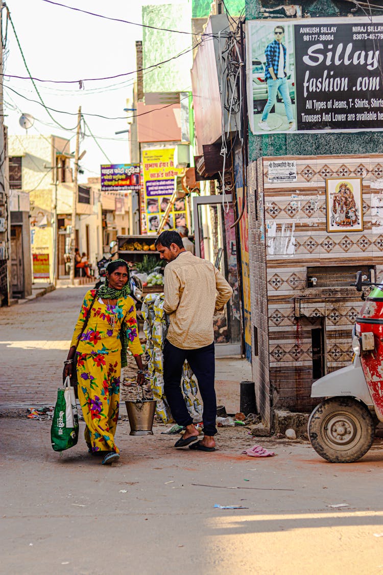 Hindu Woman Carrying Shopping Bag