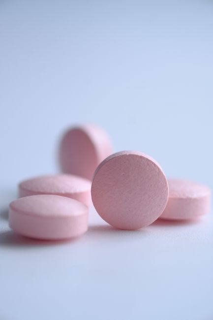 prescription pills on white background