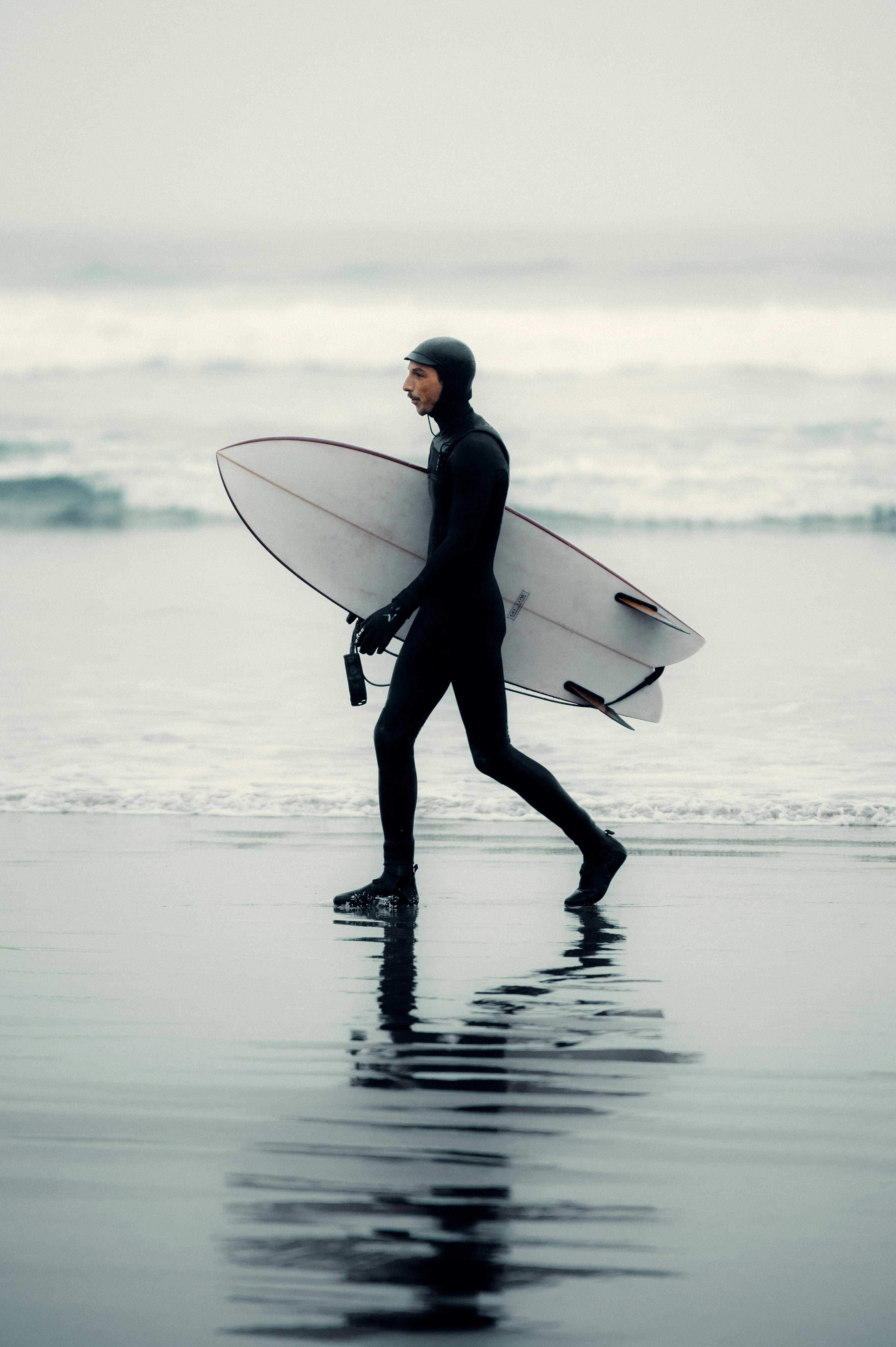 surfboard and wetsuit