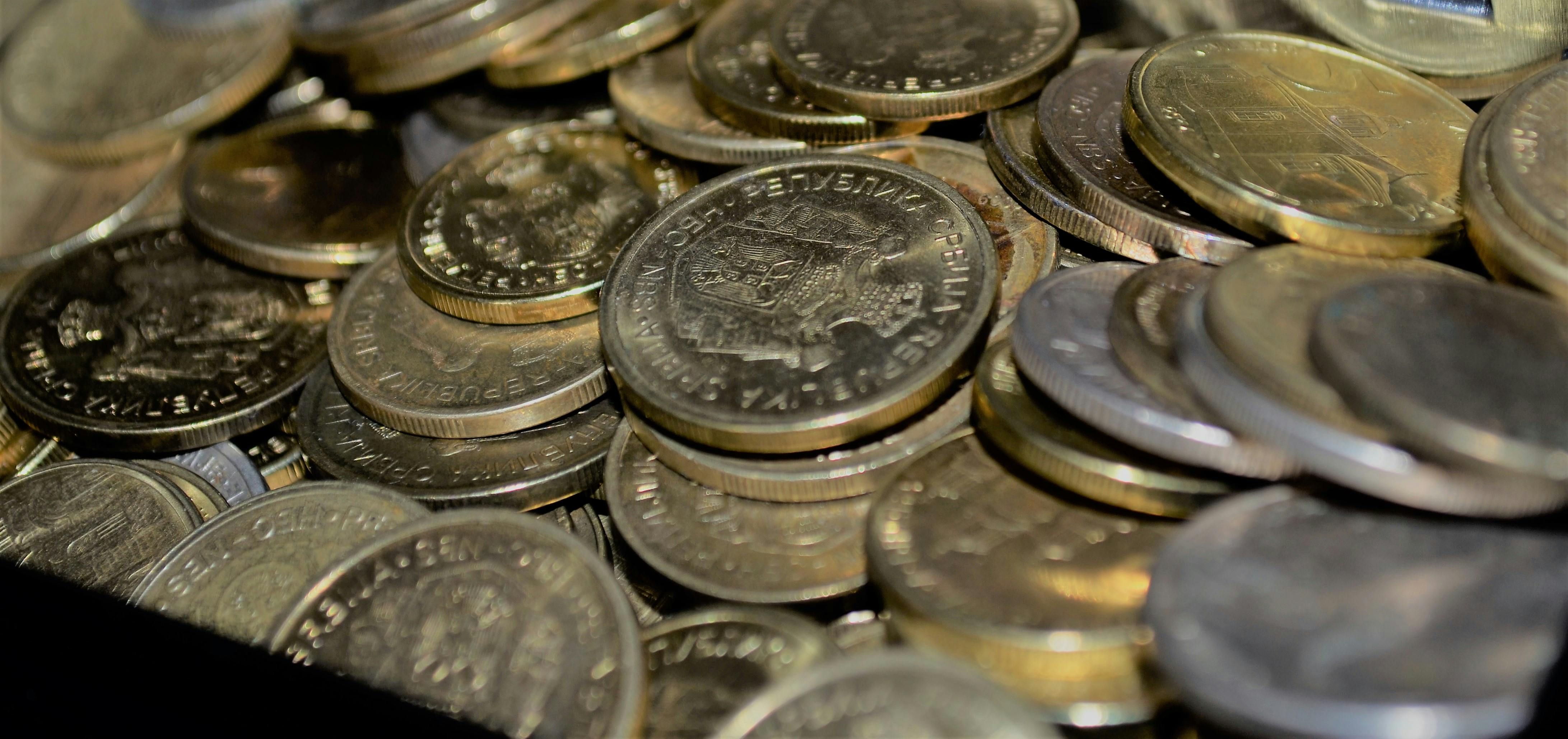 Free stock photo of coins, stack of coins