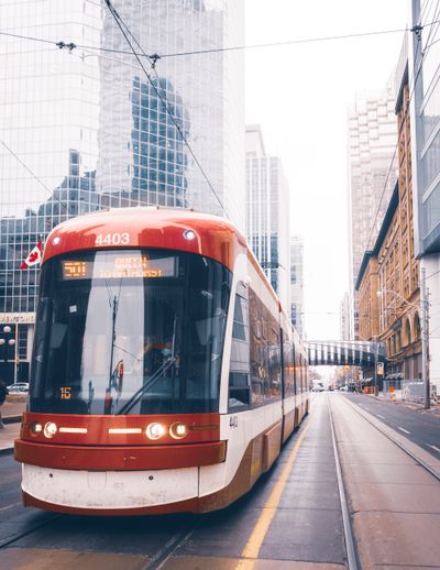 **Alt text:** `LRT light rail transit through downtown Edmonton for easy commuting`