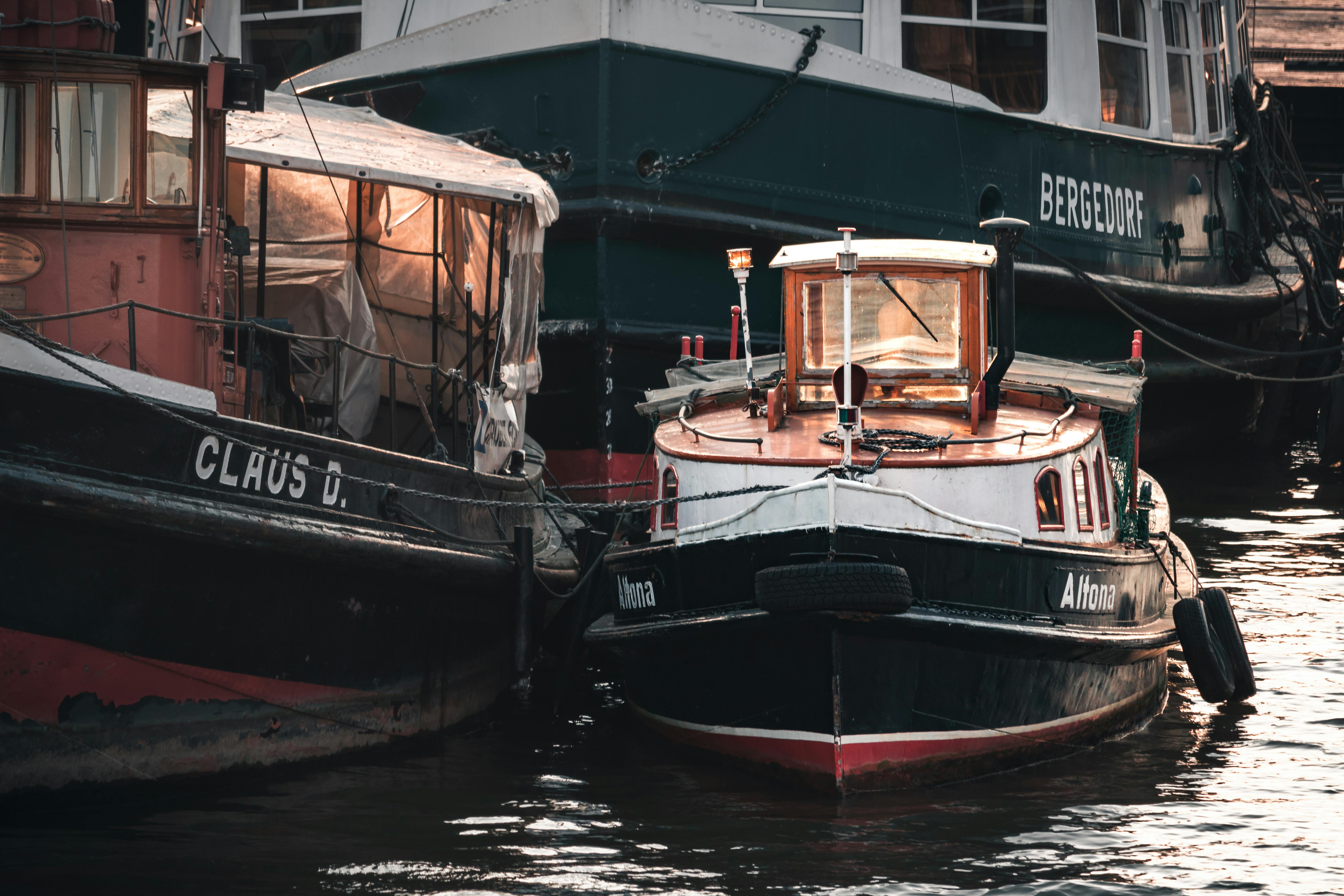 black and white boat on water