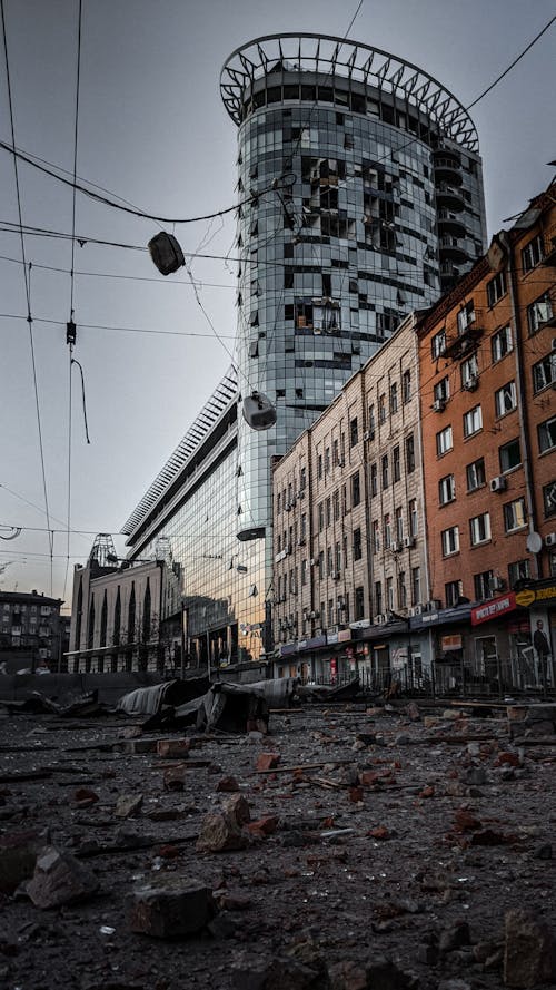 Destroyed Buildings and Streets in Ukraine 