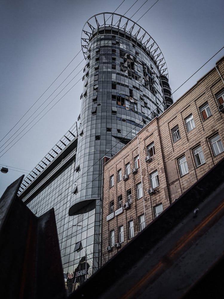 City Modern Skyscraper Destruction After Bombing