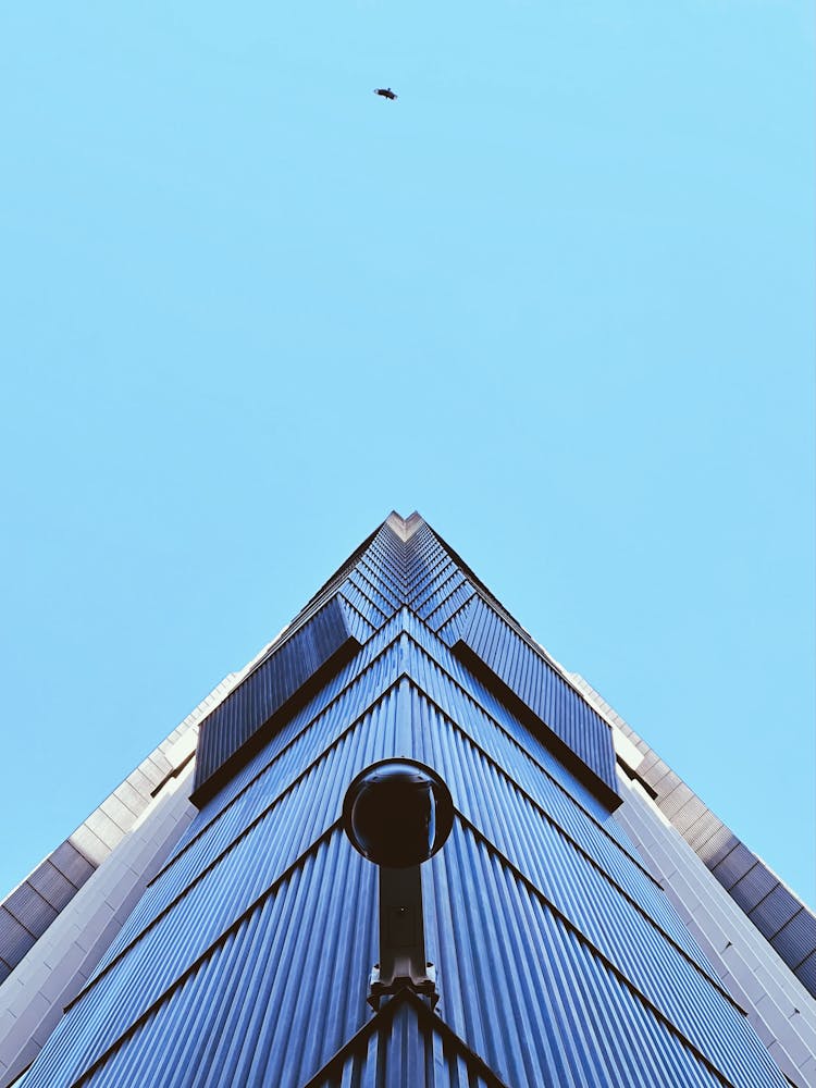 Modern Geometric Building On Blue Sky