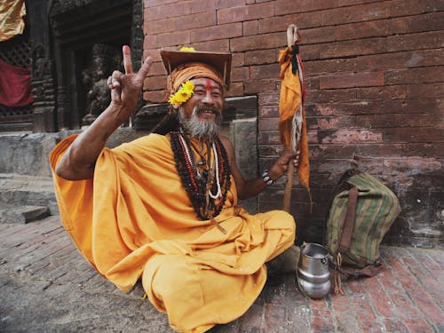 Free Indian Holy Man in Traditional Clothes  Stock Photo