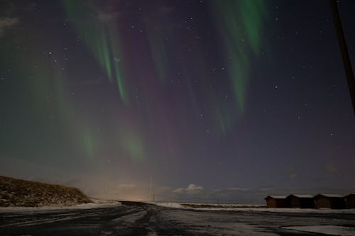 A Beautiful Aurora Borealis in the Night Sky