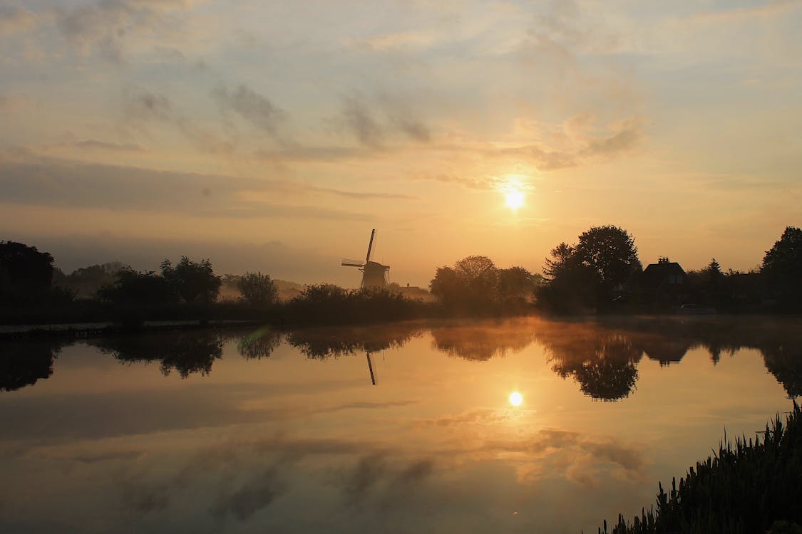 คลังภาพถ่ายฟรี ของ การสะท้อน, ช่วงแสงสีทอง, ซิลูเอตต์