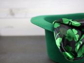 Green Textile on Gray Table