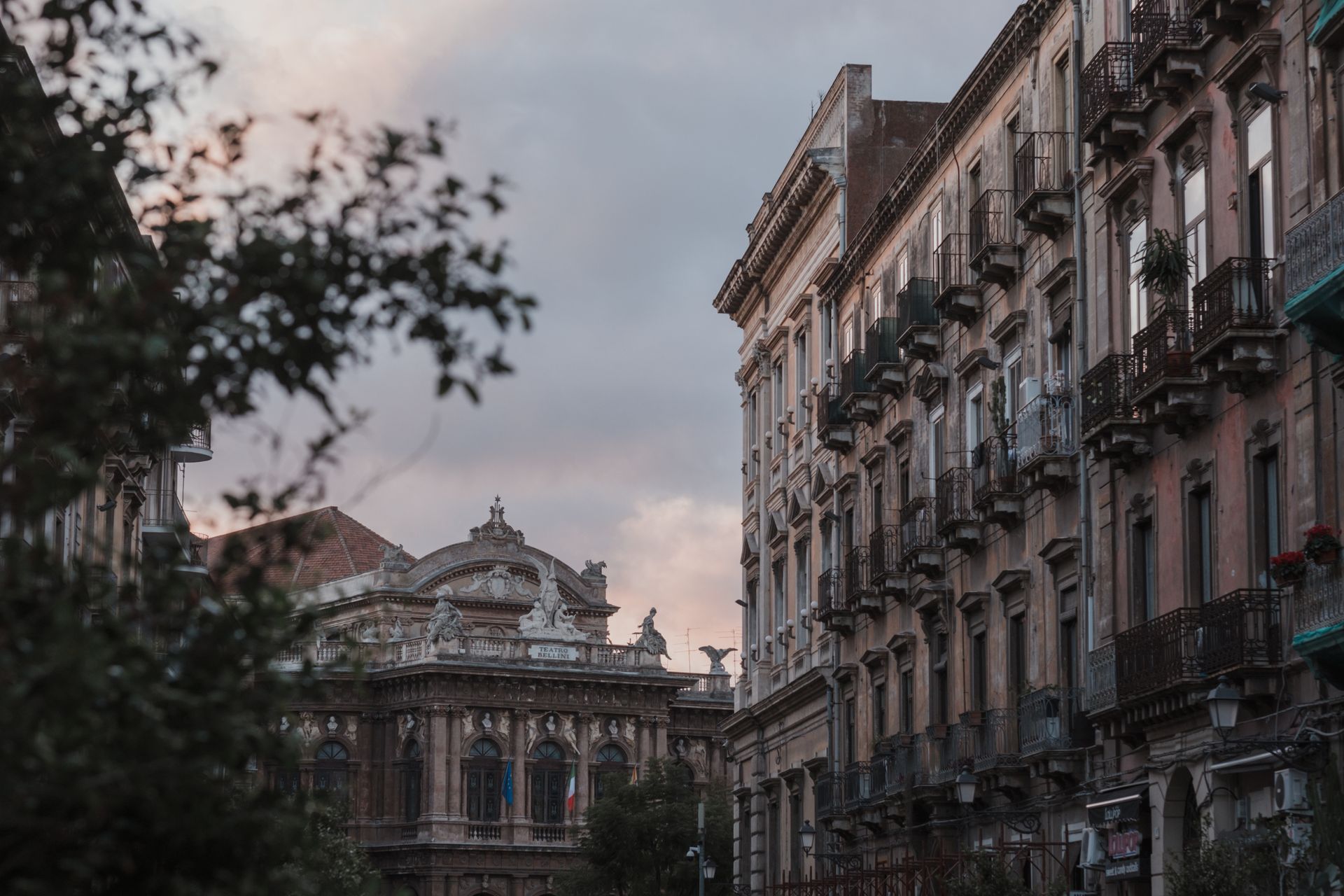 Street Leading to Piazza Bellini in Italy