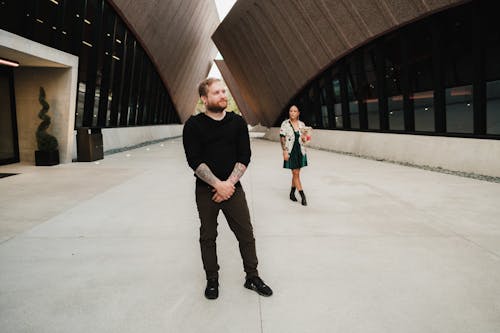 Man and Woman Standing in a Yard of Winter Park Events Center, Florida, USA