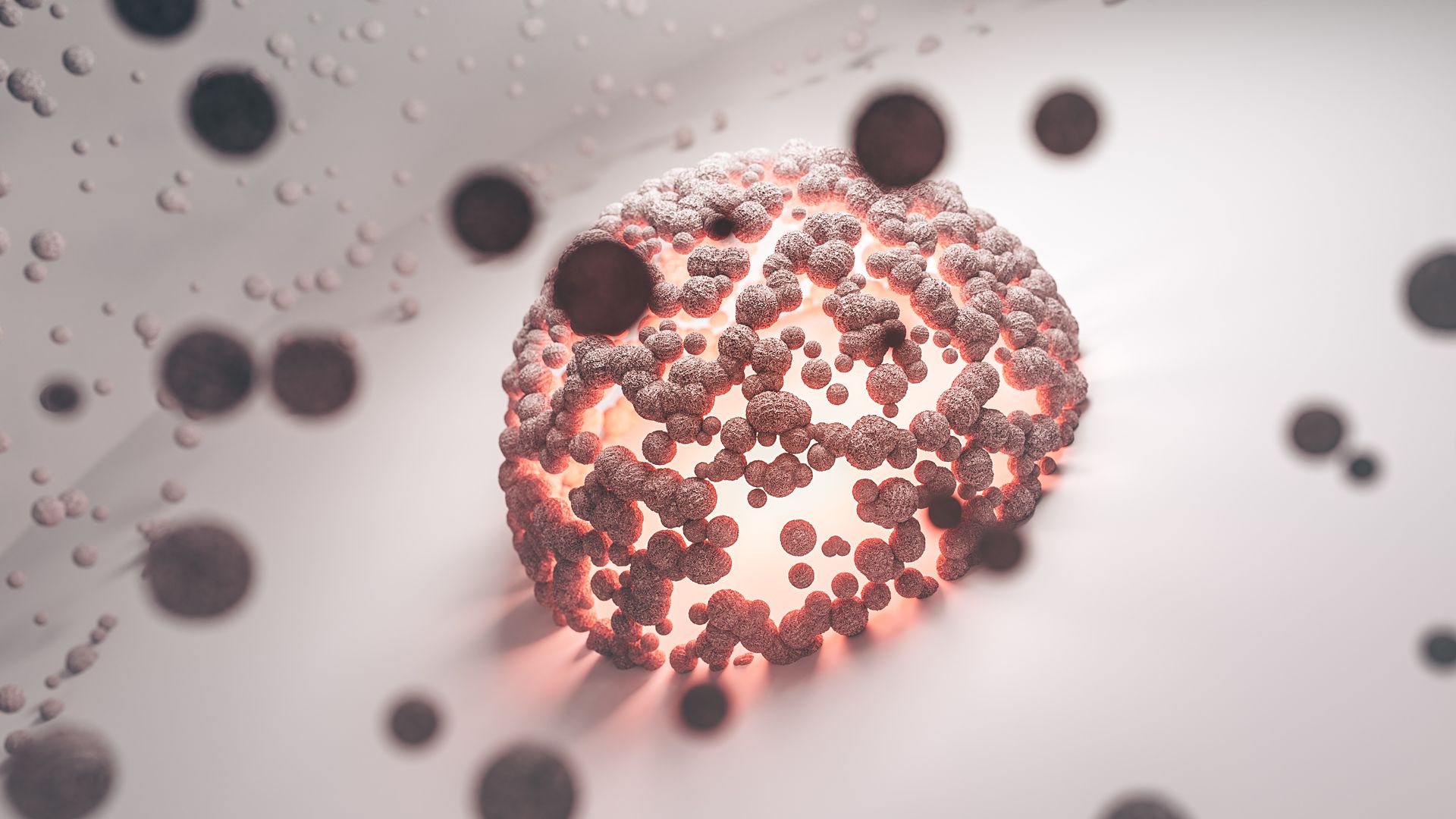 Primer plano de células inmunitarias estudiadas al microscopio en un laboratorio