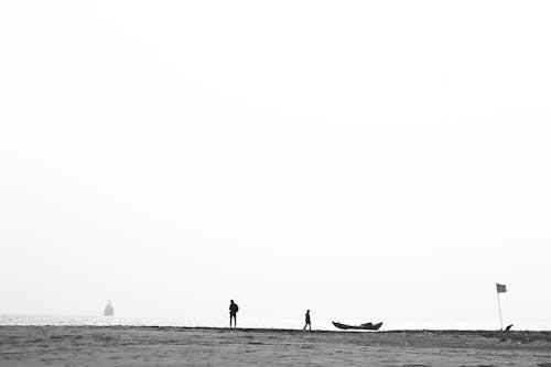 Free Silhouette of People on Beach Stock Photo