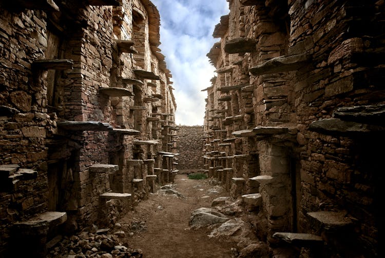 Ancient City Ruins With Stone Walls