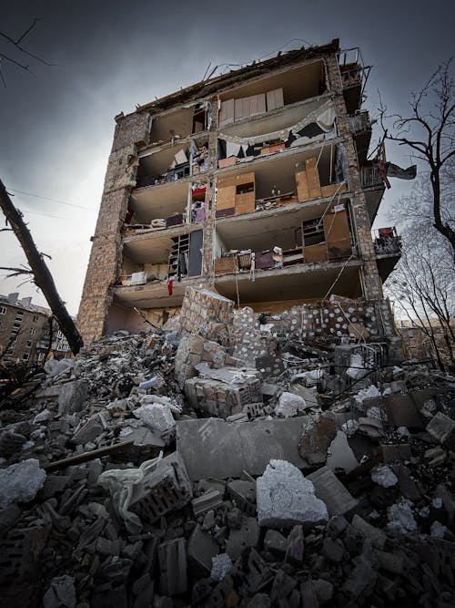 Destroyed Building in Low Angle Photography