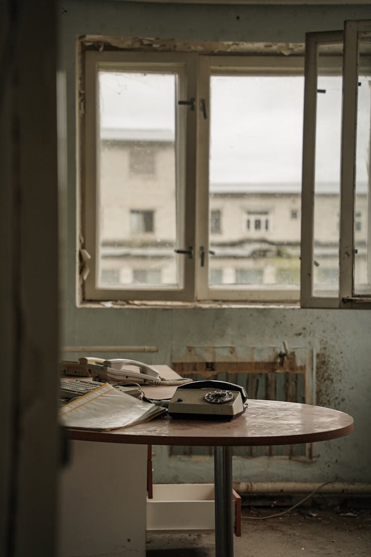 Old Telephone On The Table