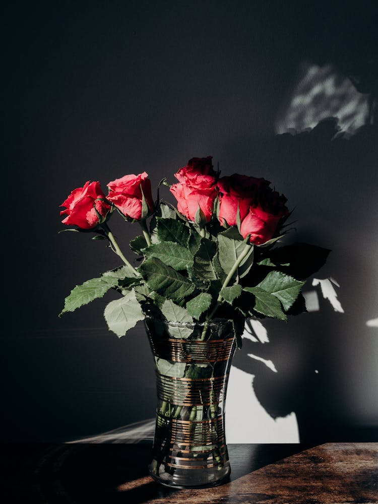 Red Roses In Vase