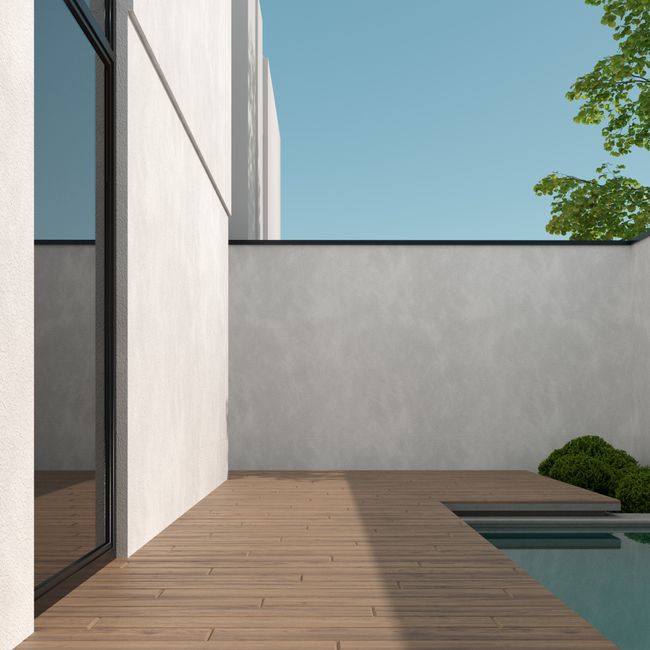 modern home exterior featuring board formed concrete