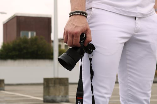 Free Man Holding Dslr Camera Stock Photo