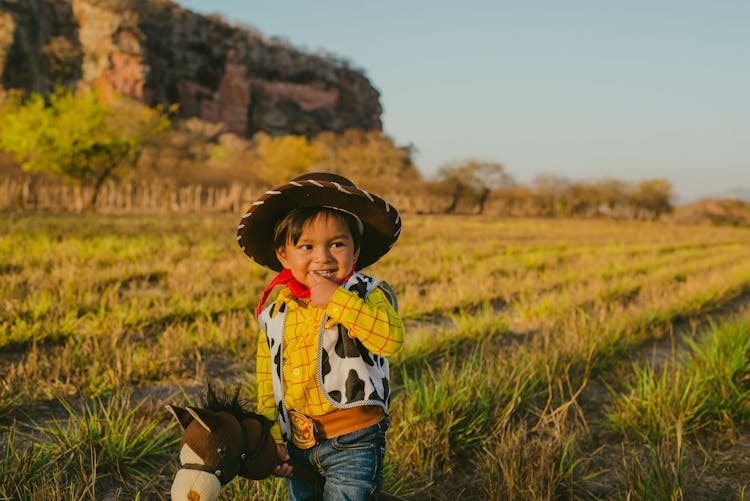 Cute Kid In Cowboy Costume 