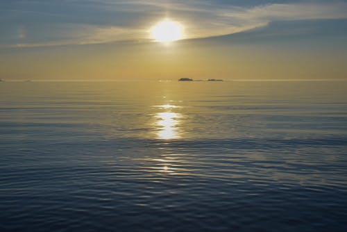 日没, 海の眺めの無料の写真素材