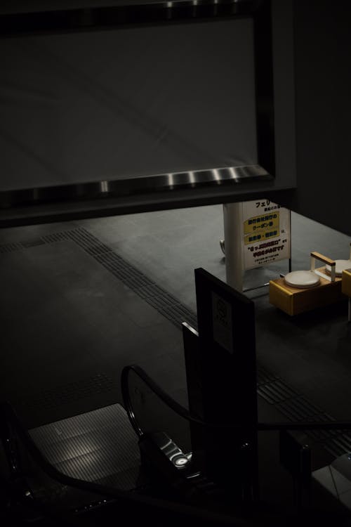 High-Angle Shot of an Empty Escalator 