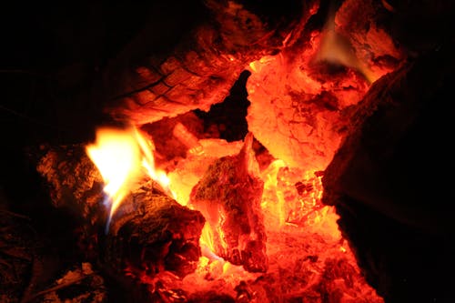 Close-Up Shot of Burning Firewoods