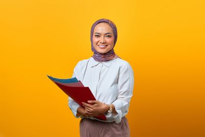 Smiling woman in hijab