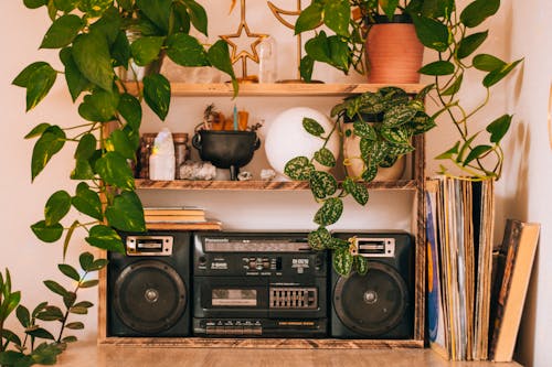 Kostenloses Stock Foto zu boombox, dekorationen, holz