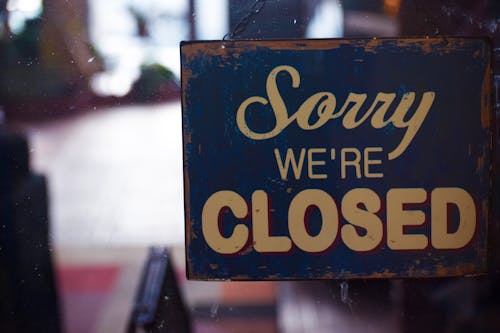 Free Sorry We're Closed Signboard Stock Photo