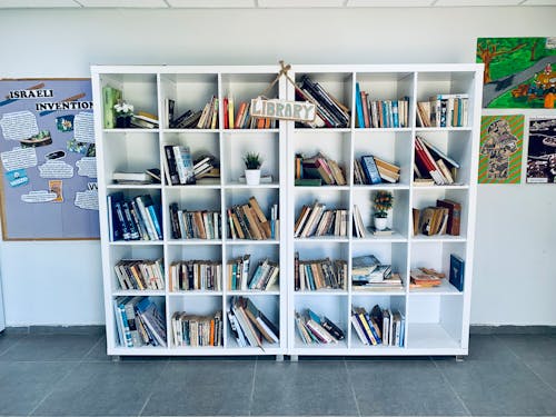 Free stock photo of agricultural campus, books, bookshelf