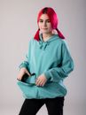 Woman in Blue Sweater with Pocket