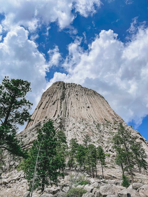 Low Angle Shot of the Devils Tower in Wyoming 