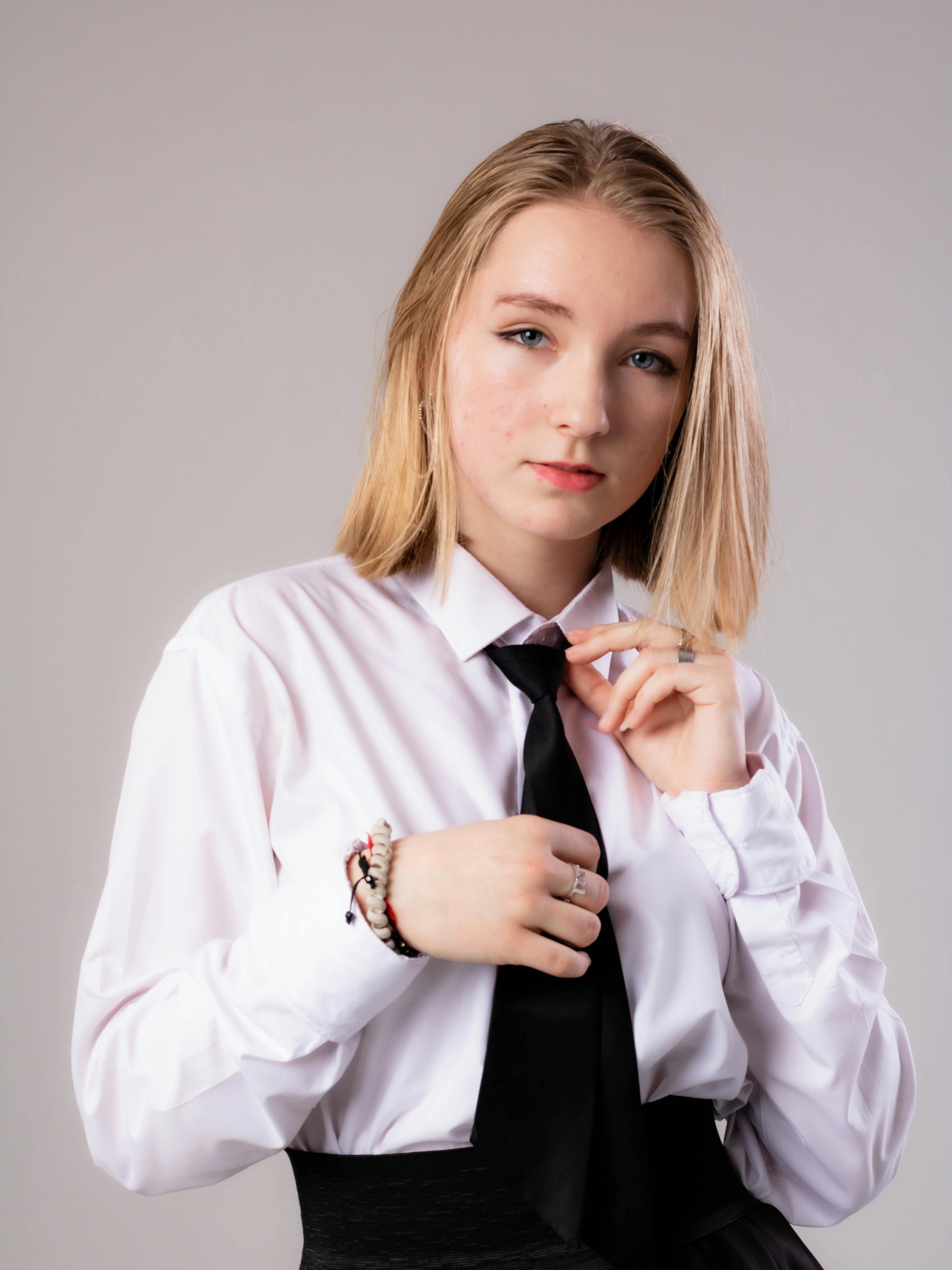 Young Beautiful Woman Wearing Shirt Tie Stock Photo 73170739