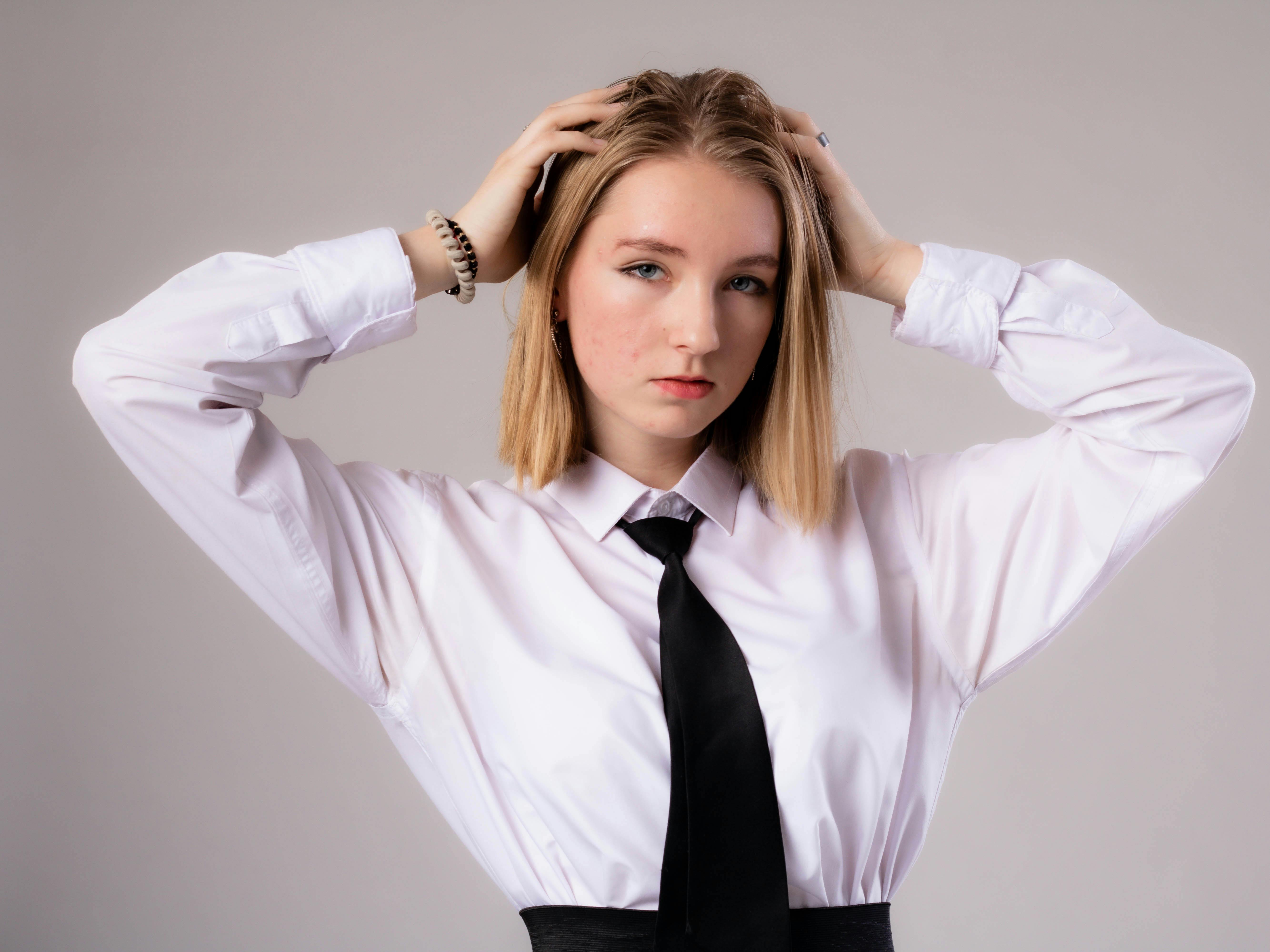 woman shirt tie