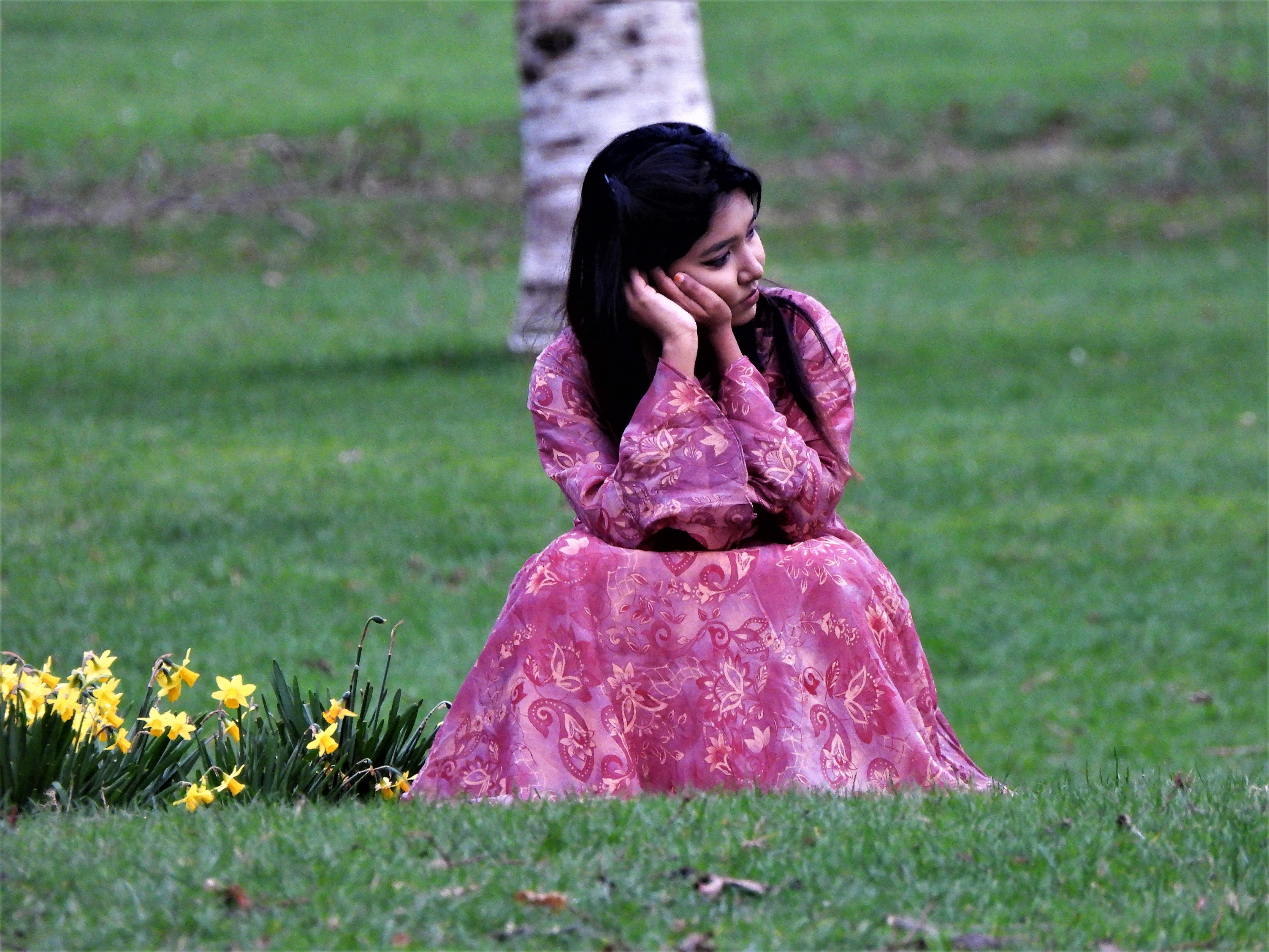 Woman in a Pink Dress in a Flower Field · Free Stock Photo