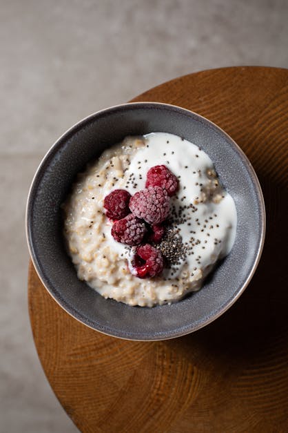 Porridge with Fresh Raspberries · Free Stock Photo
